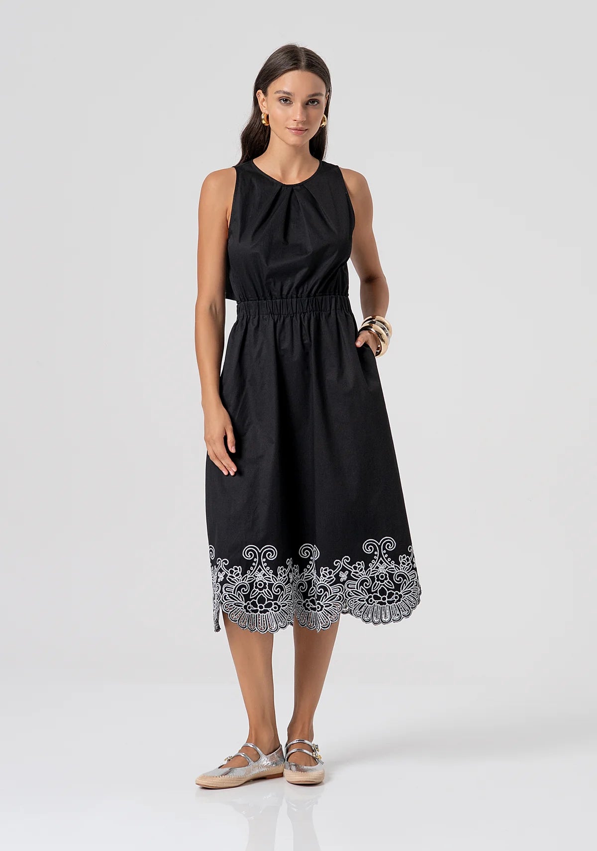 VESTIDO BORDADO MIDI - FRACOMINA