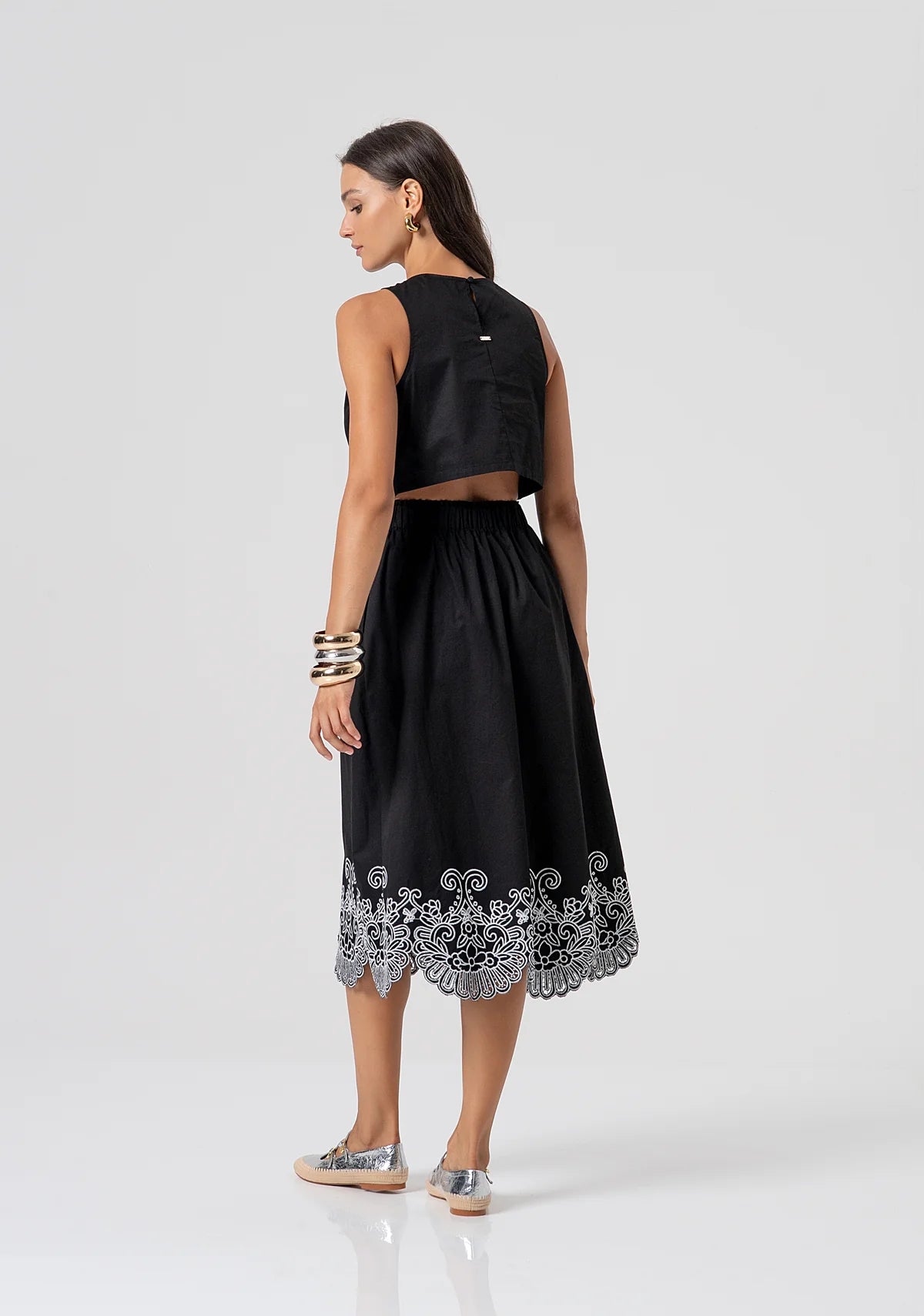 VESTIDO BORDADO MIDI - FRACOMINA