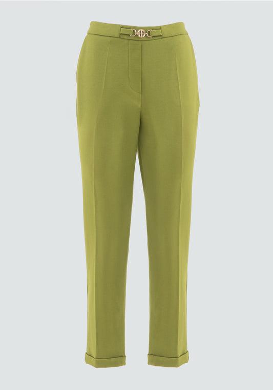 PANTALÓN PUNTO CHINO OLIVA - FRACOMINA