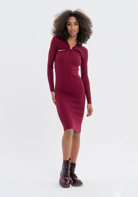 Vestido slim fit bordeaux - Fracomina