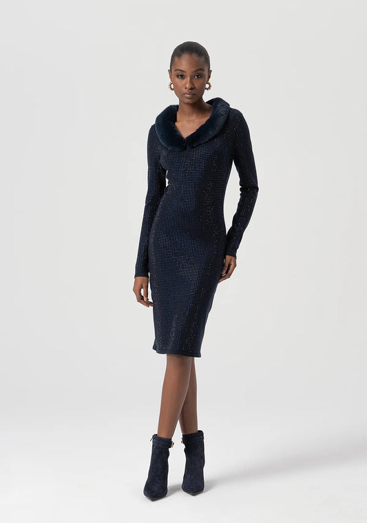 VESTIDO CUELLO PELO - FRACOMINA