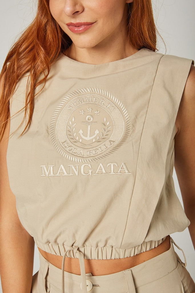 Top bordado beige - Mangata