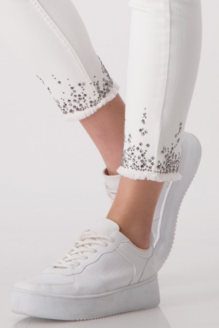 PANTALÓN BLANCO STRASS- MONARI