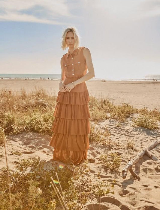 VESTIDO LARGO VOLANTES - DENNY ROSE