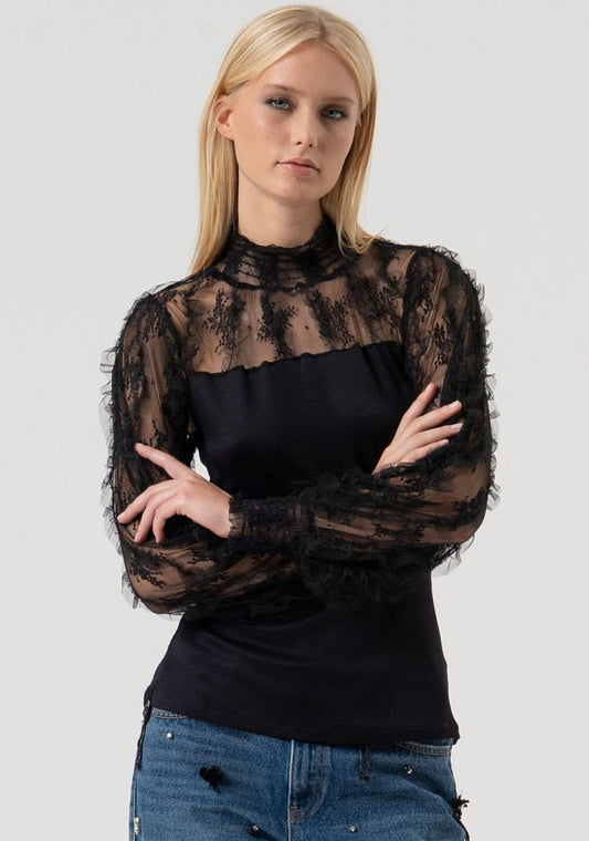 BLUSA ENCAJE PUNTO - FRACOMINA