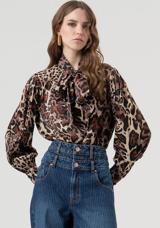BLUSA LAZO ANIMAL PRINT - FRACOMINA