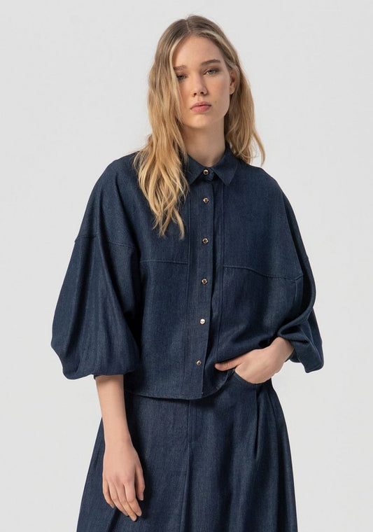 CAMISA OVERSIZE INDIGO - FRACOMINA