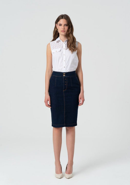 FALDA MIDI DENIM - FRACOMINA