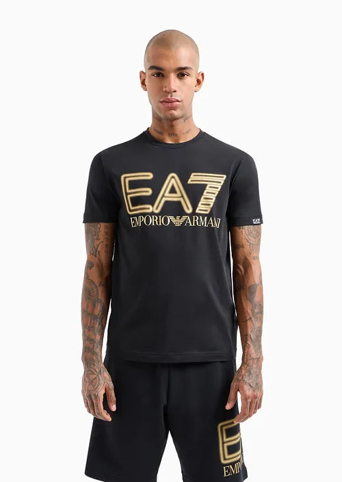 CAMISETA NEGRA LOGO DORADO - EA7